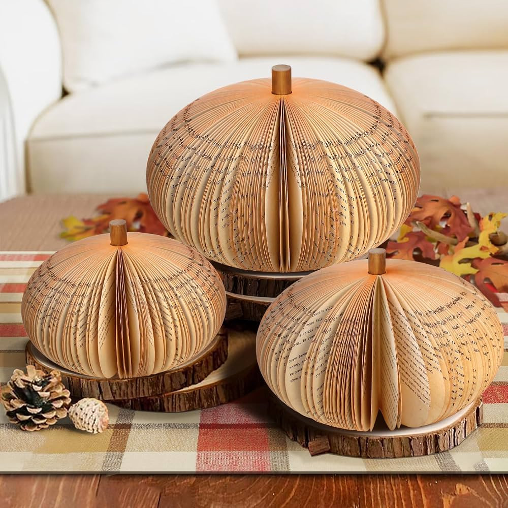 Fall Decor - Fall Decorations for Home - Set of 3 Book Pumpkins - for Autumn Farmhouse Room Kitch... | Amazon (US)