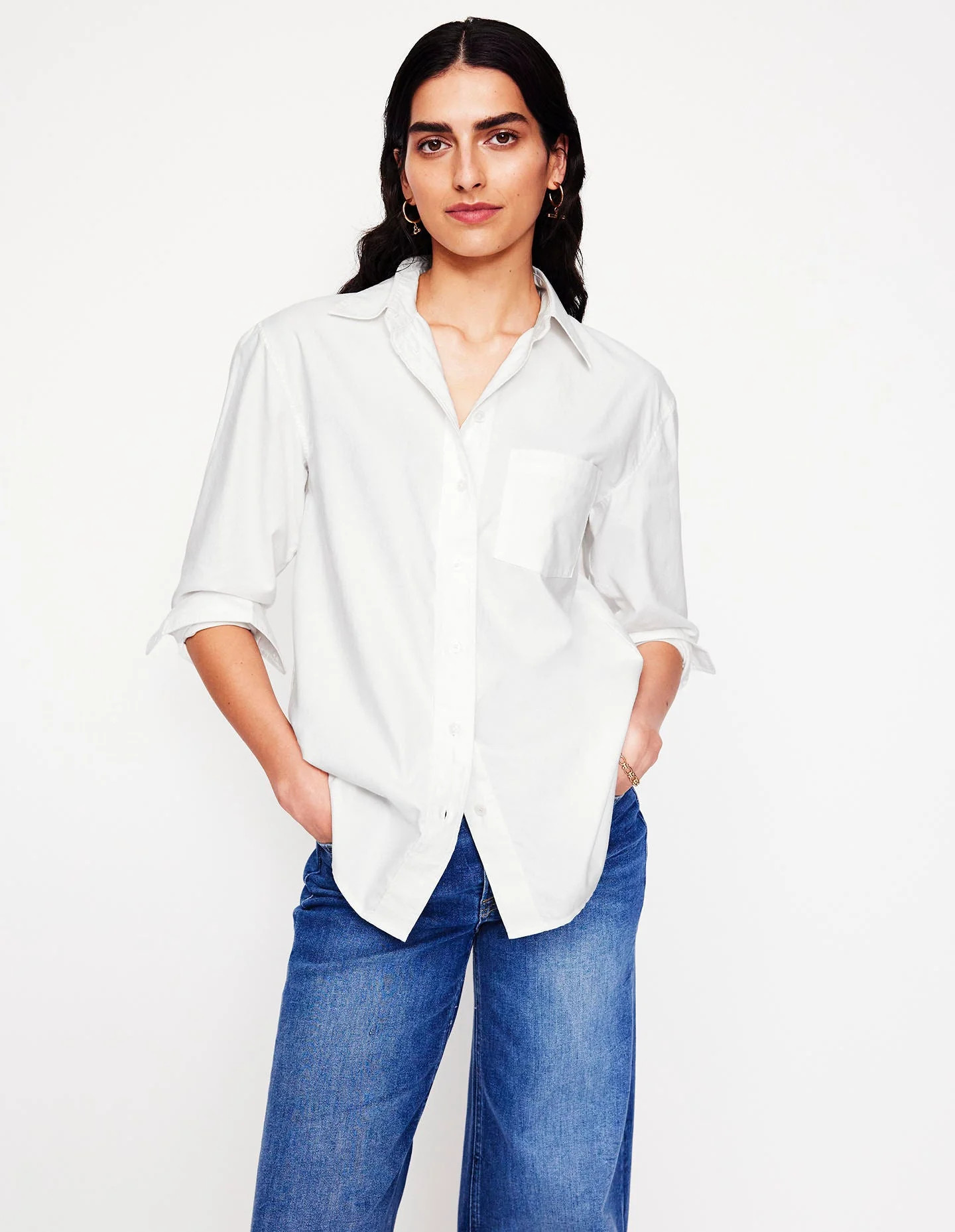 Sadie Relaxed Cotton Shirt-White Oxford | Boden UK