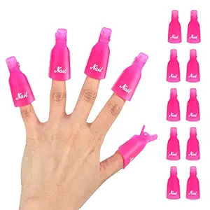 (10 Pcs Pink) Plastic Acrylic Nail Art Soak Off Cap Clip UV Gel Polish Remover Wrap Tool Gel Nail... | Amazon (US)