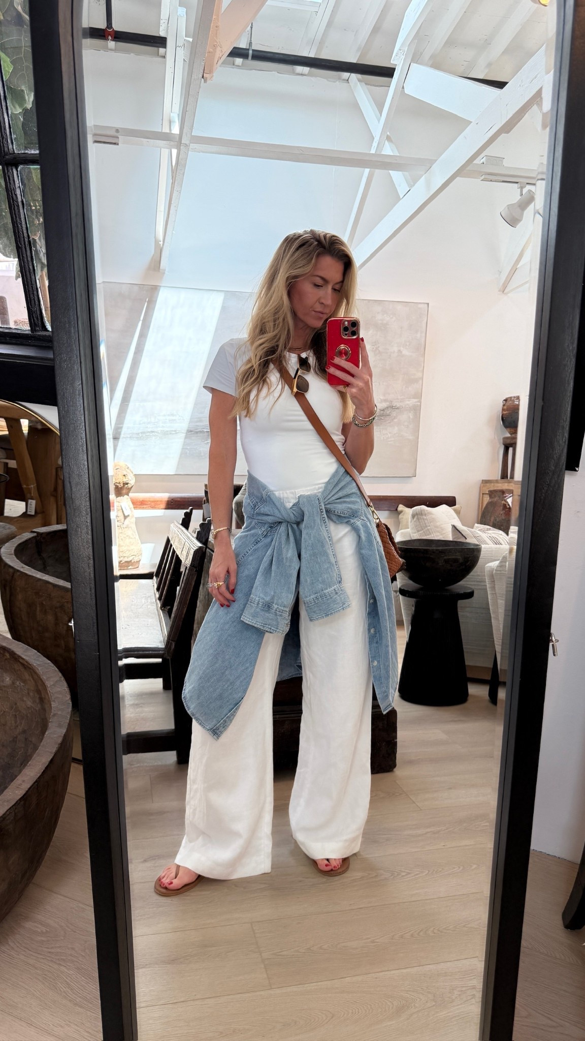 Bodysuit + linen pants + denim short! 
Bodysuit: size small 
Pants: size small 
Denim shirt: size small 

#LTKSeasonal #LTKStyleTip #LTKBeauty