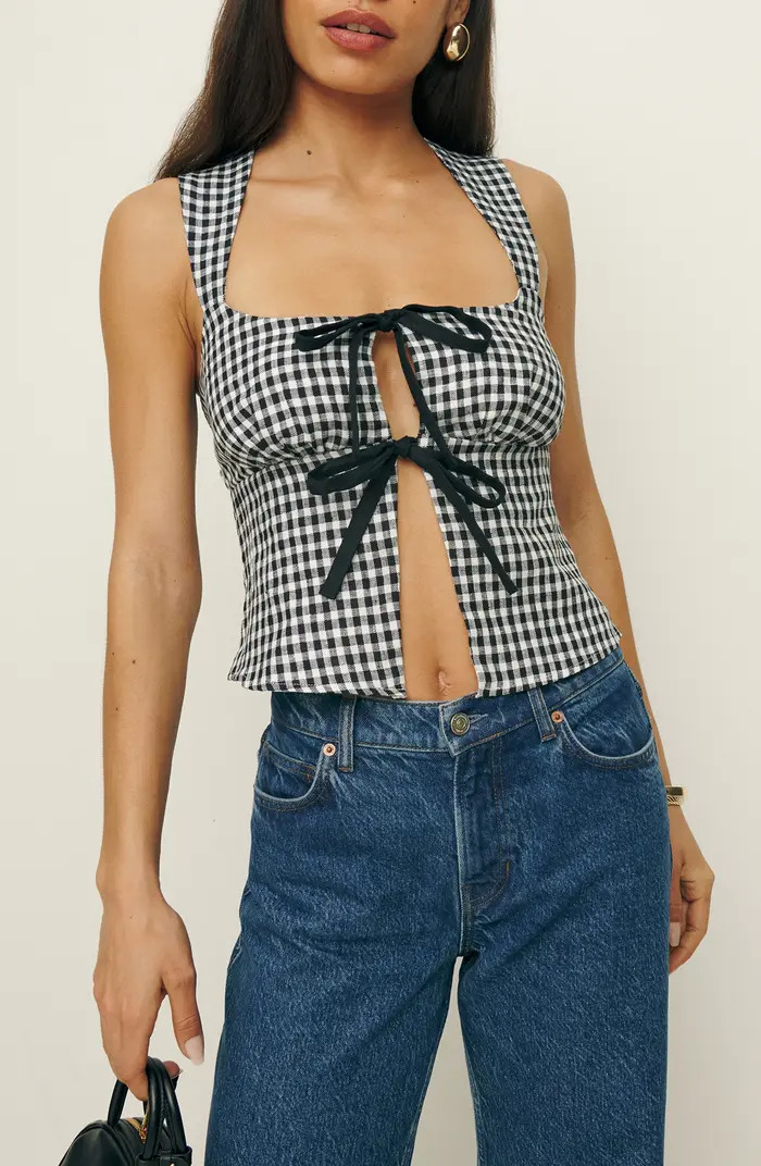 Azalea Gingham Linen Tank | Nordstrom