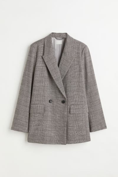 Double-breasted Jacket - Gray/plaid - Ladies | H&M US | H&M (US + CA)