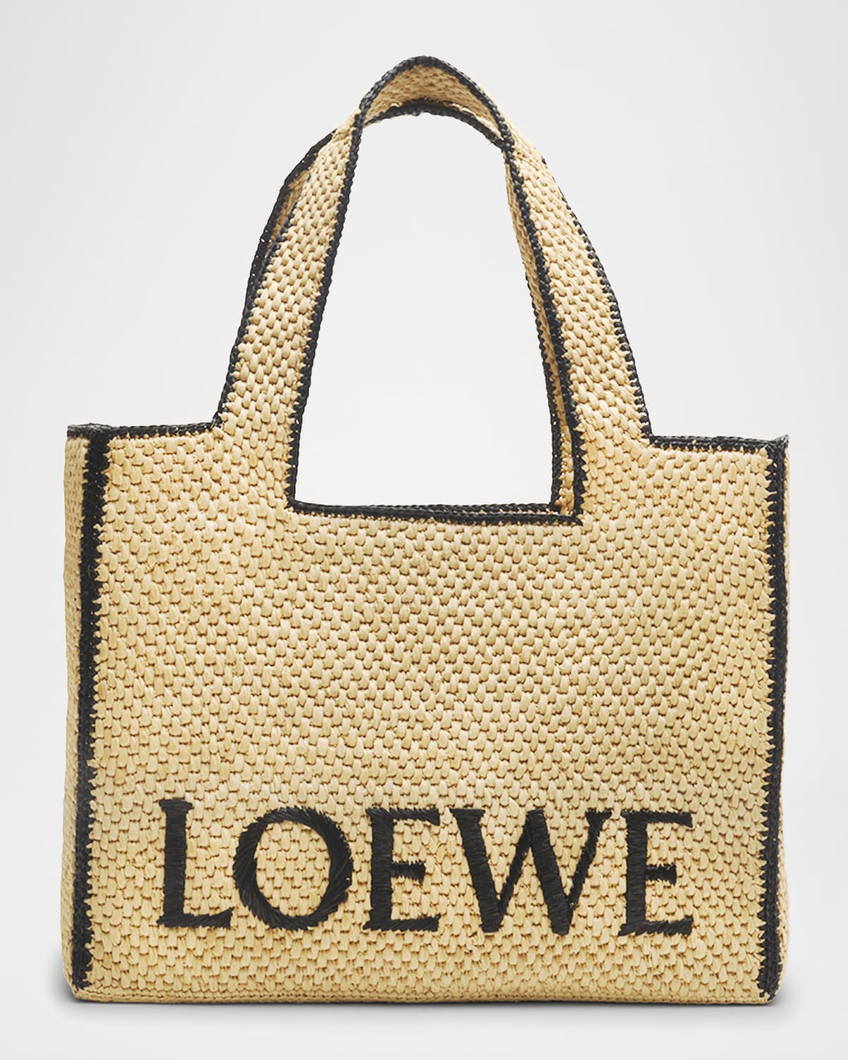 x Paula's Ibiza Font Logo Large Tote Bag in Raffia | Neiman Marcus