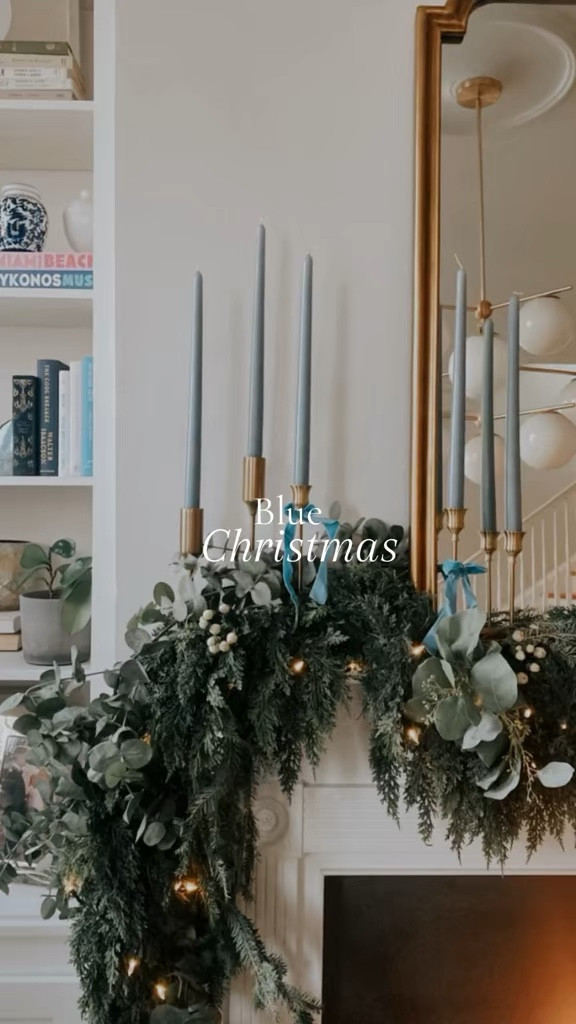 Blue Christmas decor blue velvet ribbon decor holiday home decor cozy Christmas vibes how to decorate a fireplace mantle for Christmas Christmas tree 2024 living room decor classic home style 

#LTKHome #LTKHoliday #LTKSeasonal