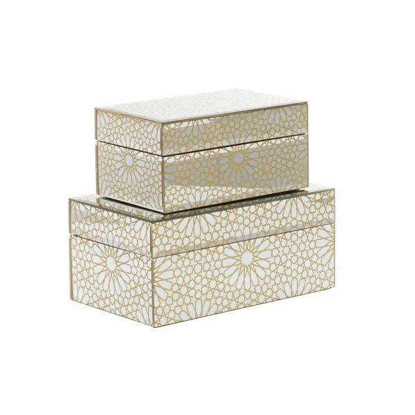 Cosmo living By Cosmopolitan Set Of 2 Gold Wood Glam Box, 11", 9" | Wayfair North America