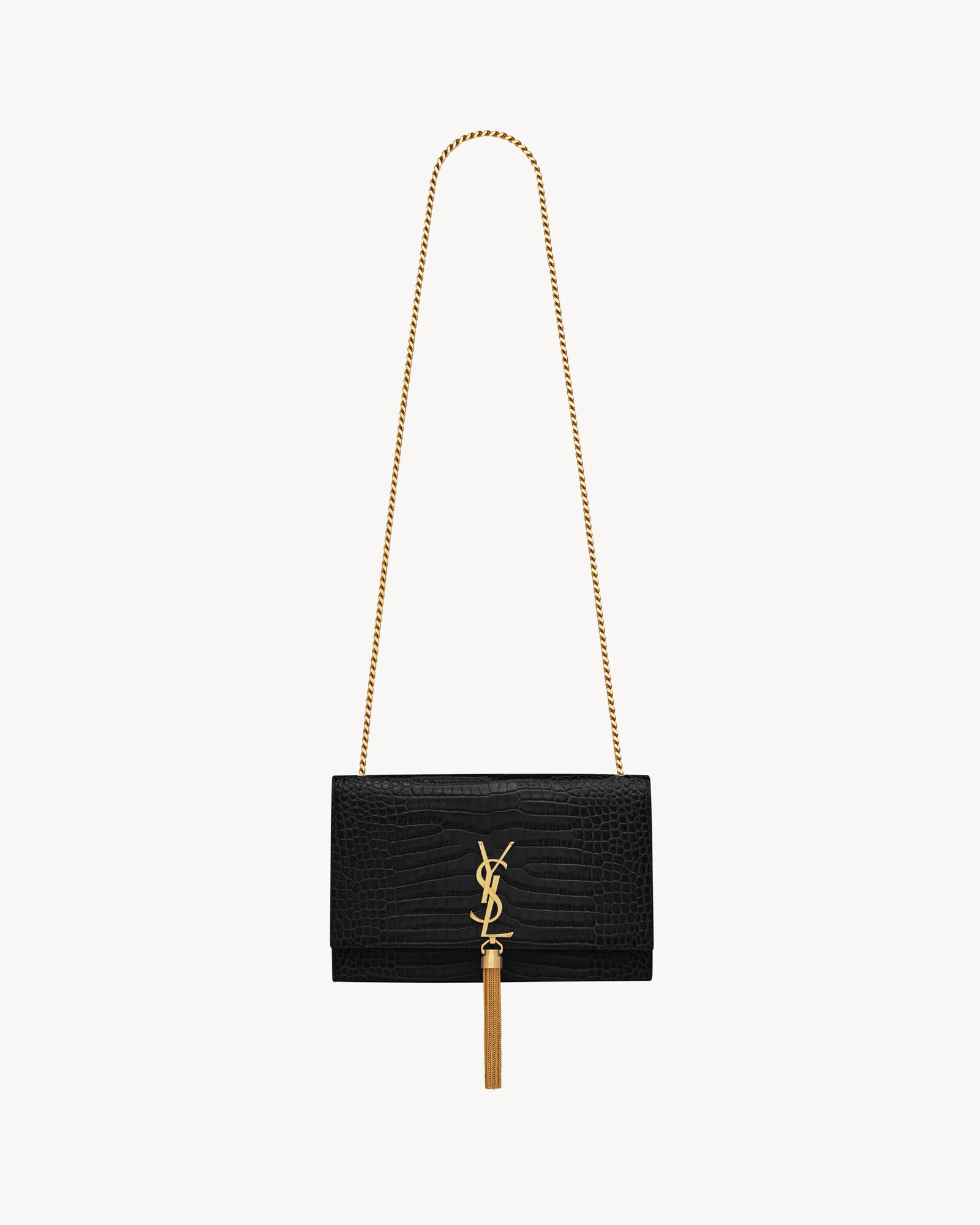 KATE medium with tassel in crocodile-embossed shiny leather | Saint Laurent | YSL.com | Saint Laurent Inc. (Global)