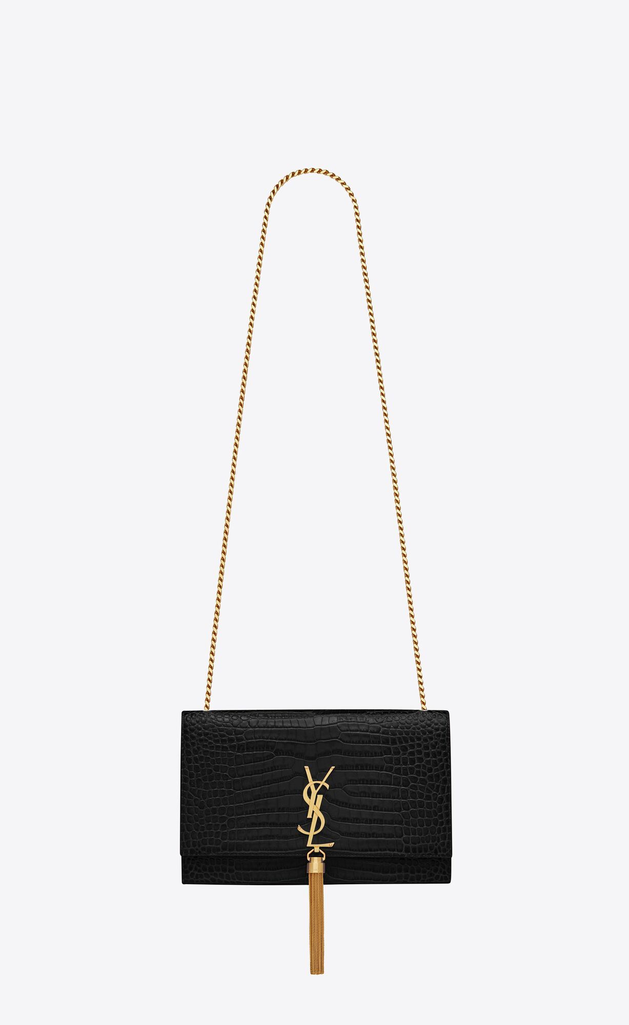 KATE medium with tassel in crocodile-embossed shiny leather | Saint Laurent | YSL.com | Saint Laurent Inc. (Global)