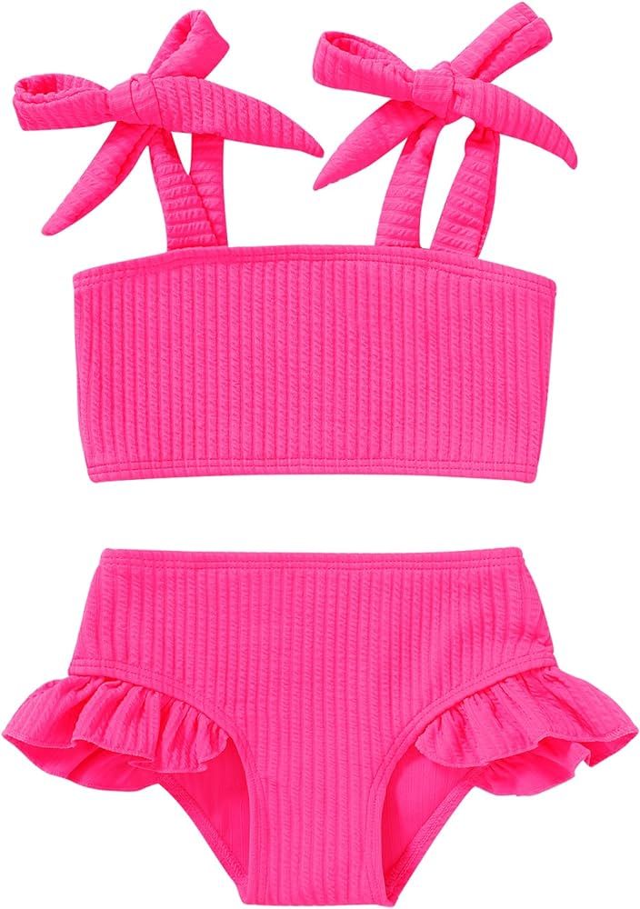 YOUNGER TREE Toddler Girls Two Pieces Swimsuit Color Block Stripe Swimwear Summer Beach Bathing S... | Amazon (US)