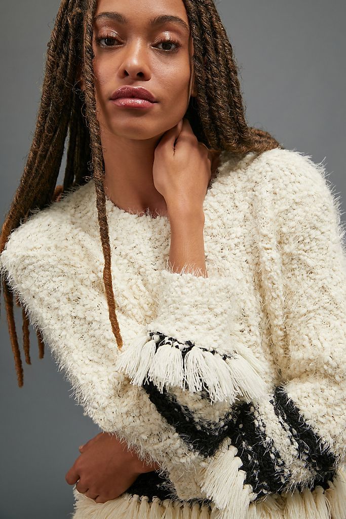 Cora Fringed Eyelash Sweater | Anthropologie (US)