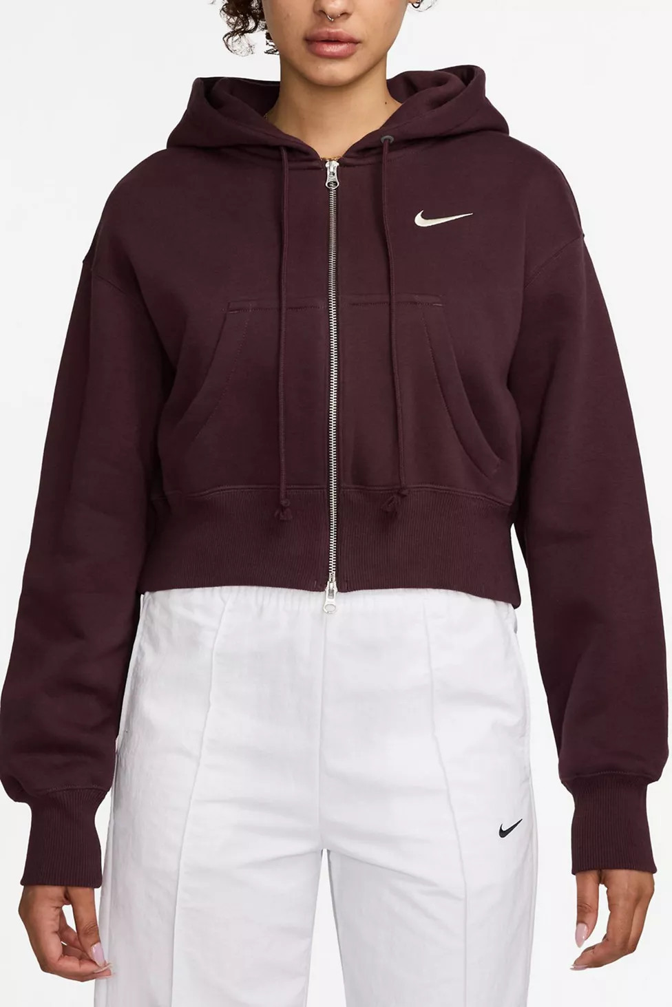 Nike Sportswear Phoenix Fleece Cropped Full-Zip Hoodie Sweatshirt | Urban Outfitters (US and RoW)
