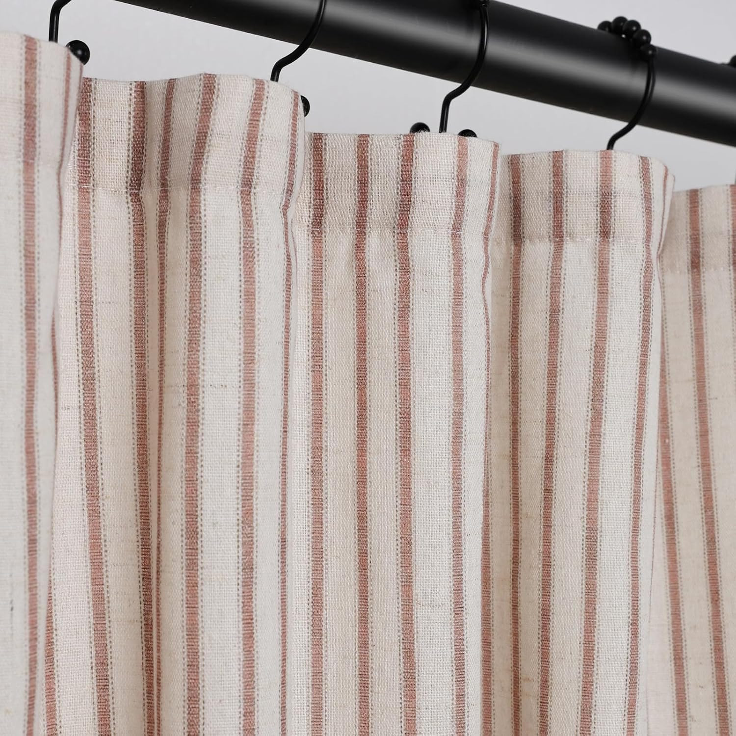 Farmhouse Striped Shower Curtain - 72x84 Inches, Linen Blend Fabric, Breathable & Machine Washable, Rustic Rust for Bathroom Decor (Hooks/Liner Not Included) | Amazon (US)