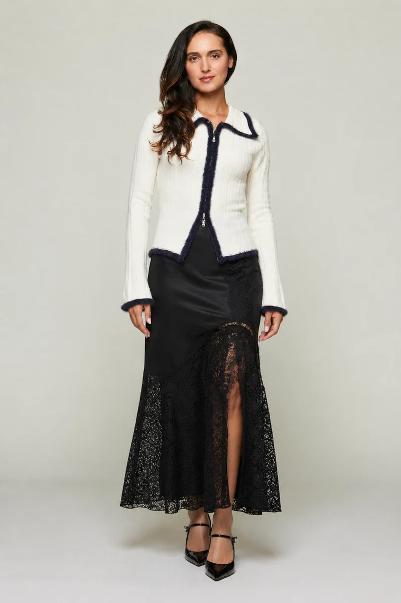 Ileana Lace Panel Midi Skirt | Benaar La