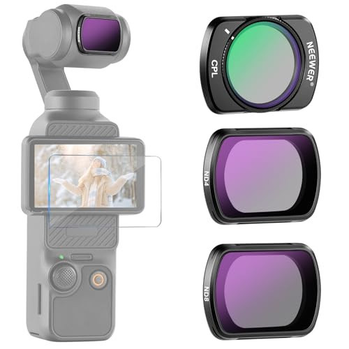 NEEWER ND & CPL Filter Kit for Pocket 3 (3 Pack), ND4 ND8 CPL Magnetic Neutral Density Polarizing Filter Set with Multicoated HD Optical Glass Compatible with DJI Osmo Pocket 3 Creator Combo, FL-B03 | Amazon (US)