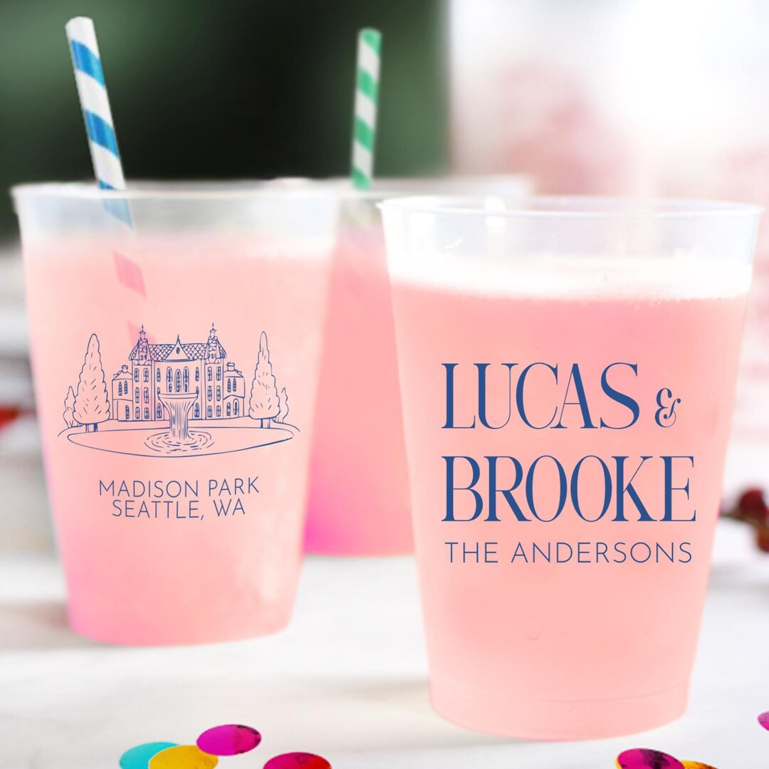 Wedding Venue Photo Frosted Cup Favors, Personalized Frosted Cup Wedding Favors, Custom Wedding F... | Etsy (US)