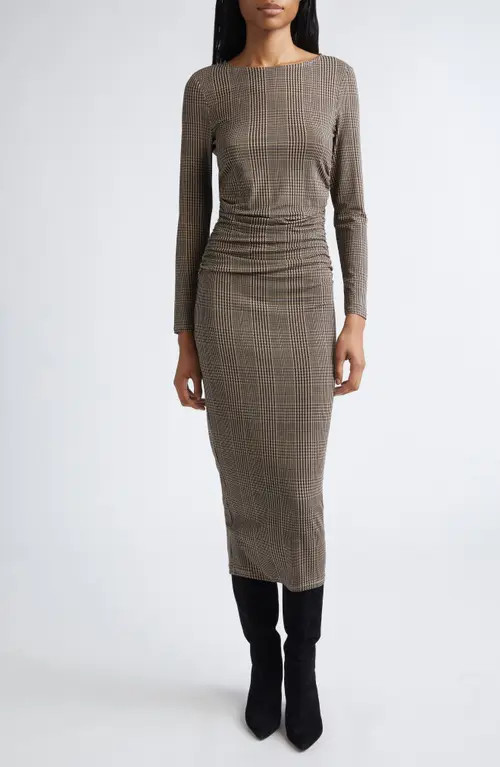 Veronica Beard Charissa Plaid Long Sleeve Body-Con Dress in Dark Acorn Multi at Nordstrom, Size Small | Nordstrom