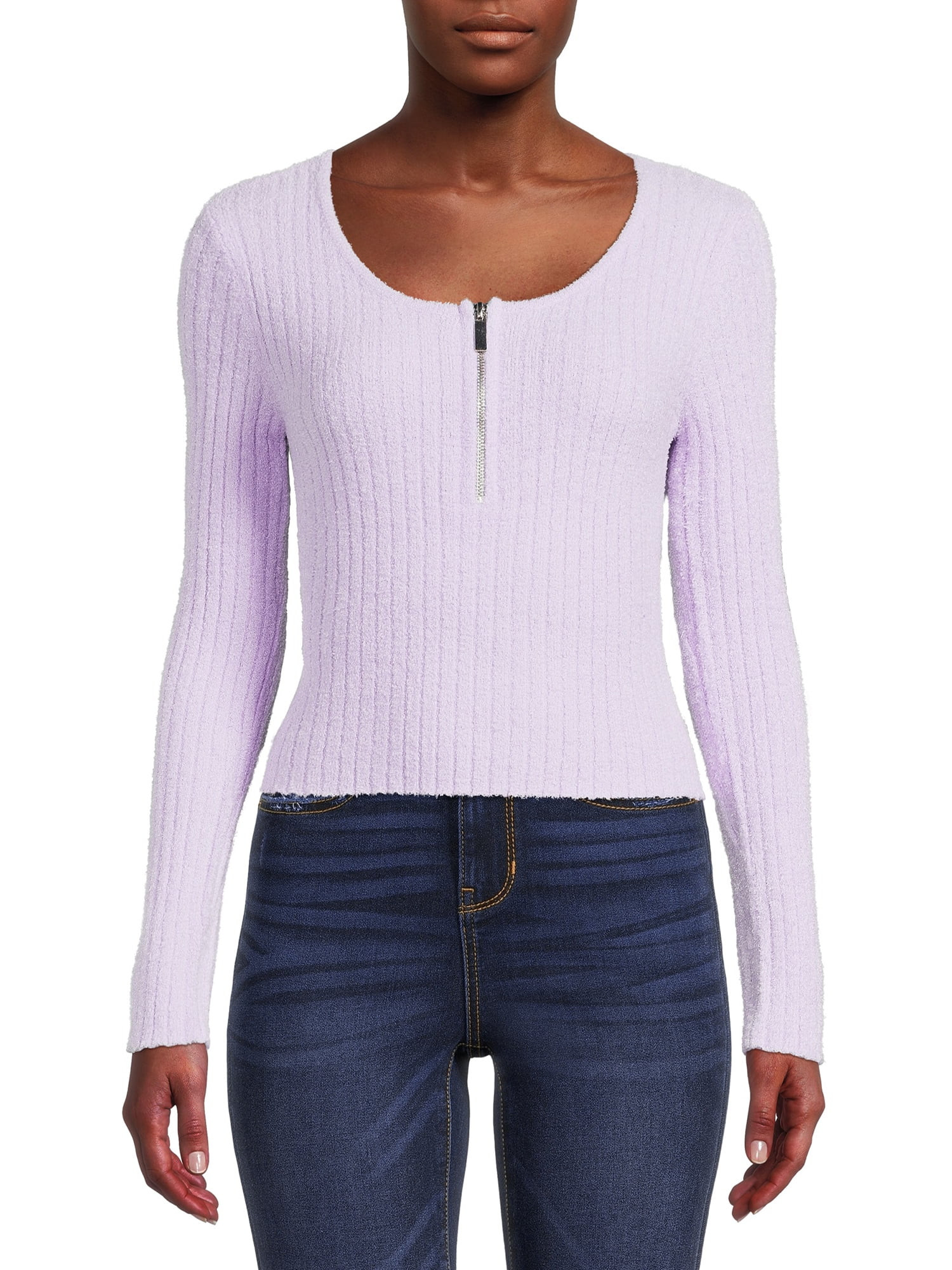 No Boundaries Junior's Chenille Zip Sweater | Walmart (US)