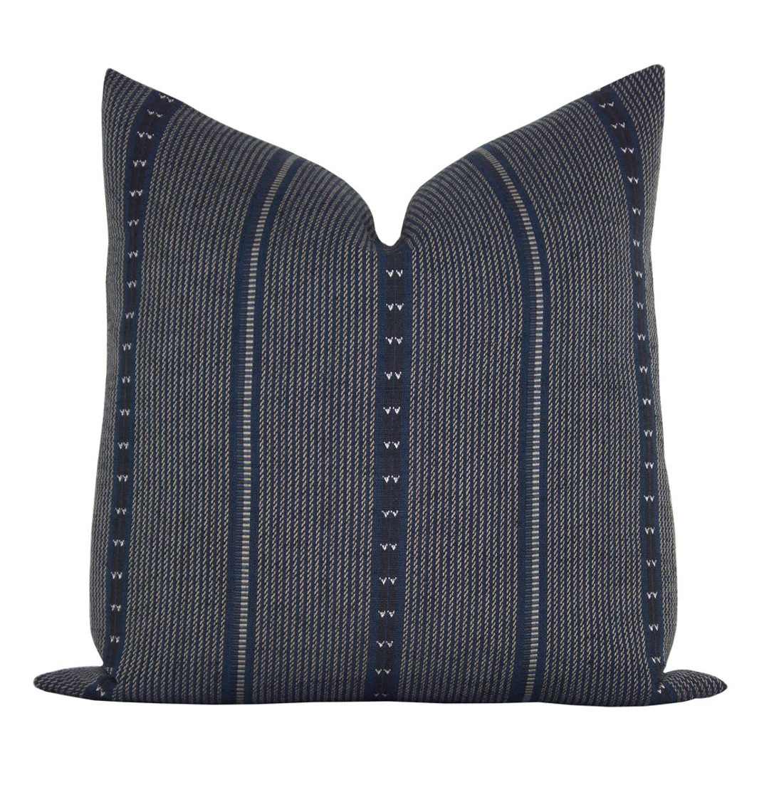 Pillow cover, Prague Deep Navy- ON BOTH SIDES, woven stripe, Spark Modern pillow | Etsy (US)
