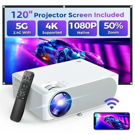 5G WiFi Projector Acrojoy Native 1080P Video Projector with 400 Display 50% Zoom Full HD 4K Supporte | Walmart (US)