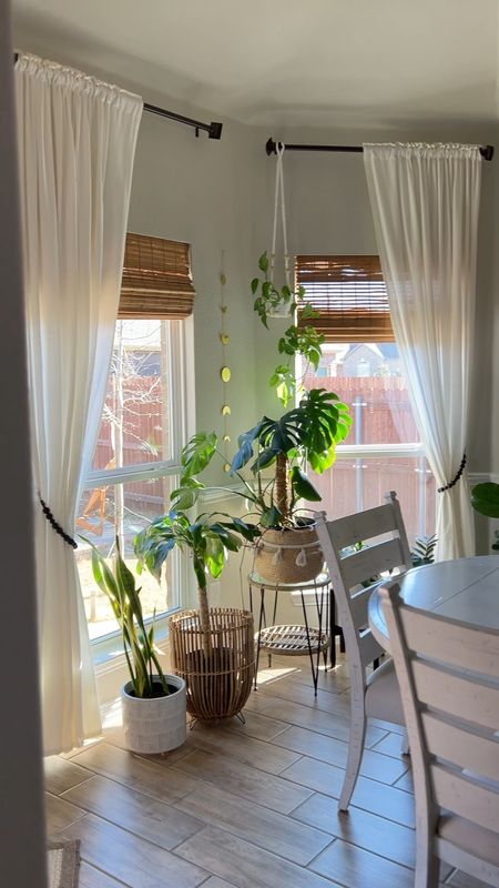 Nook views: lots of natural light and plants 🪴☀️

#whitecurtains
#diningtable
#windowtreatments

#LTKhome #LTKFind #LTKstyletip