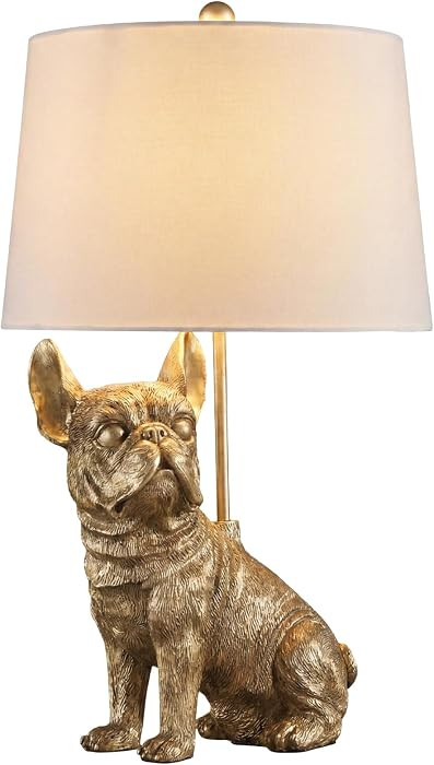 Signature Design by Ashley French Bulldog Animal Lamp, Gold Dog Table Lamp     Polished goldtone ... | Amazon (US)