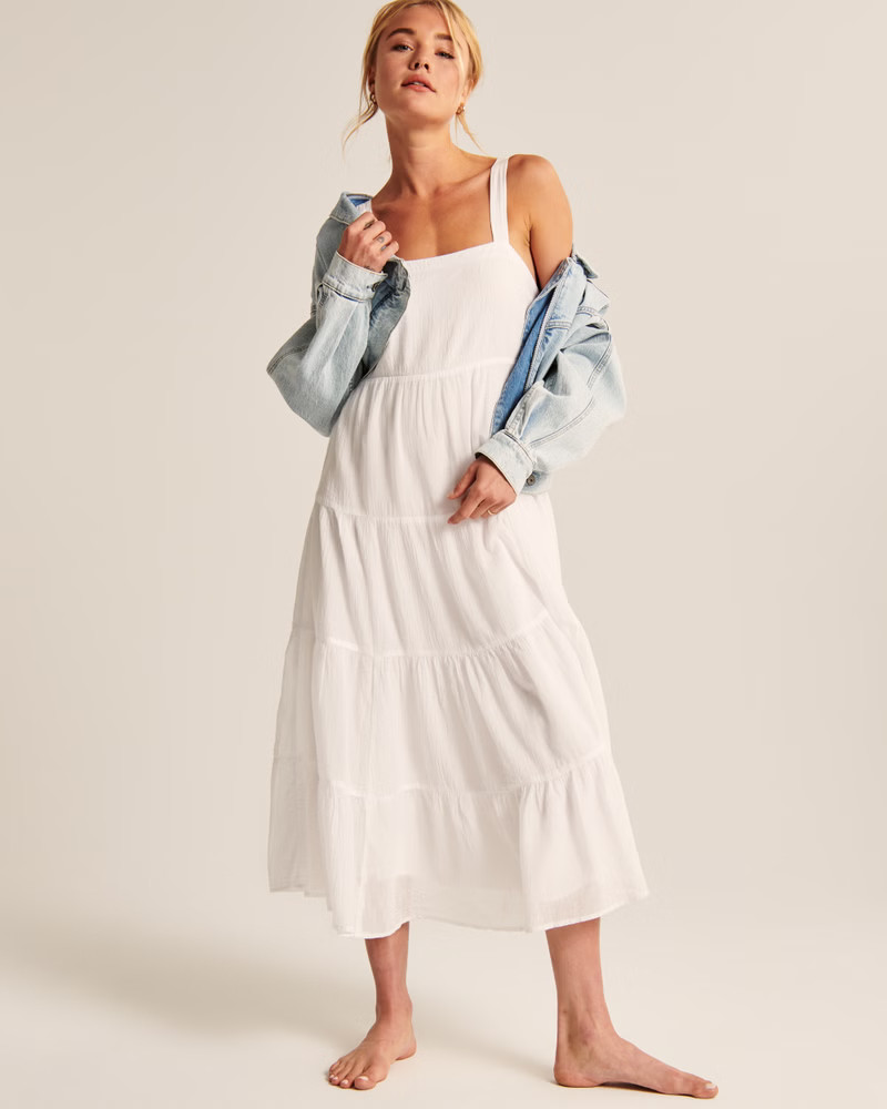 Tiered Trapeze Midaxi Dress | Abercrombie & Fitch (US)