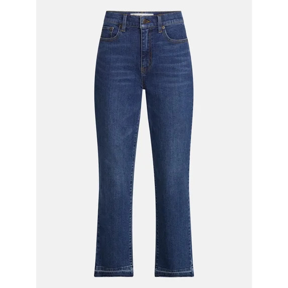 Scenario Women's and Women's Plus High Rise Straight Leg Let Down Hem Jeans, 29" Inseam, Sizes 0-... | Walmart (US)