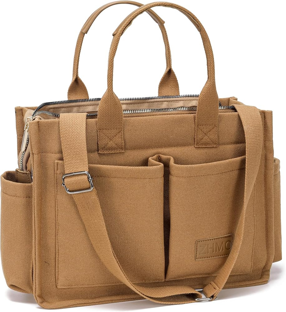 Large Canvas Tote Bag for Women,Womens Laptop Work Book Bags Crossbody Purse Handbag Shoulder Tra... | Amazon (US)