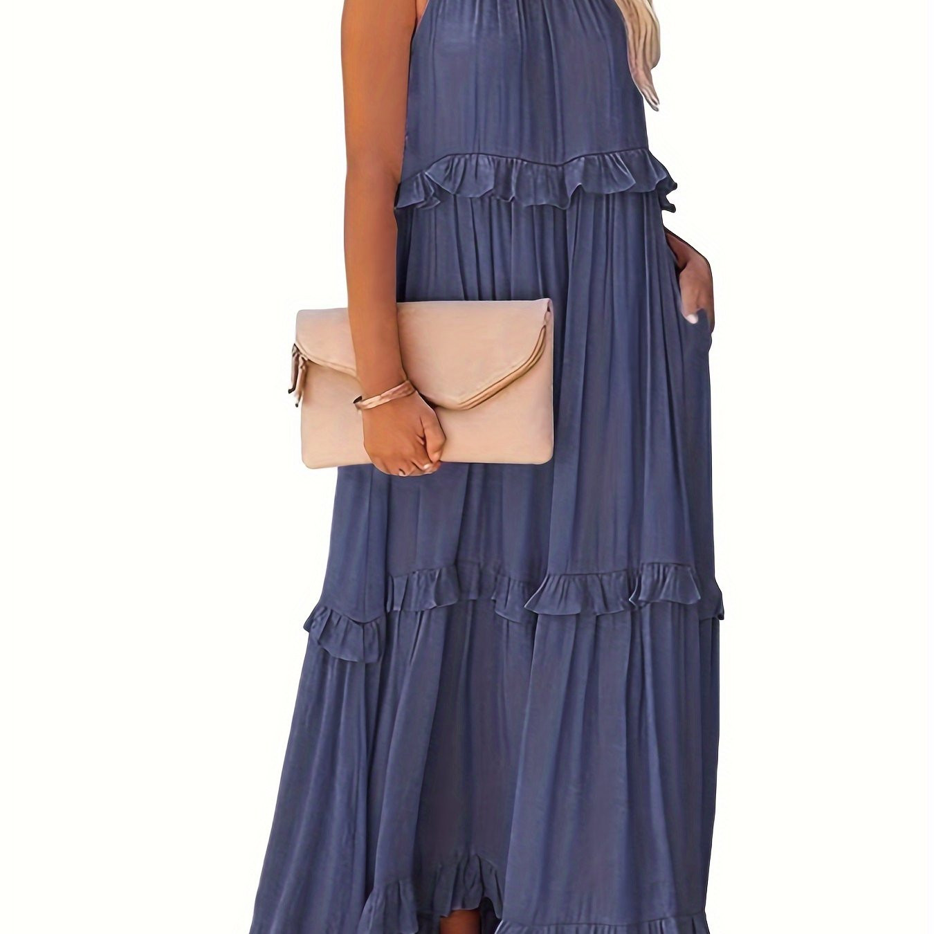women's elegant halter neck maxi dress - boho beach wedding party outfit, flowy tiered sundress w... | Temu Affiliate Program