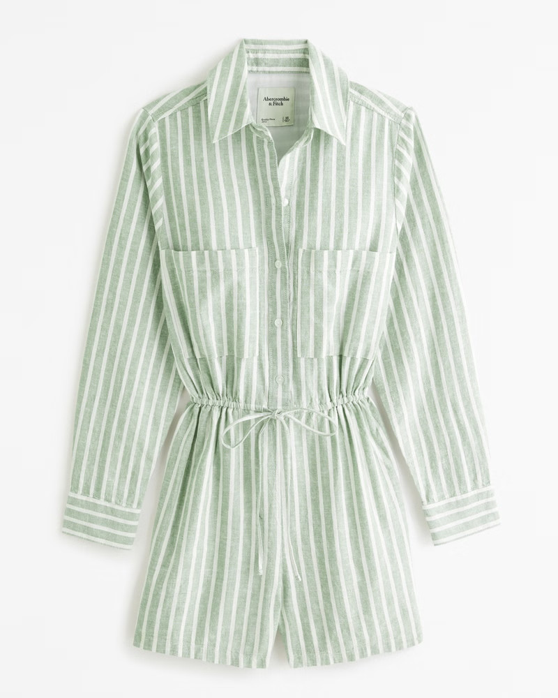 Women's Linen-Blend Easy Waist Romper | Women's Dresses & Jumpsuits | Abercrombie.com | Abercrombie & Fitch (US)