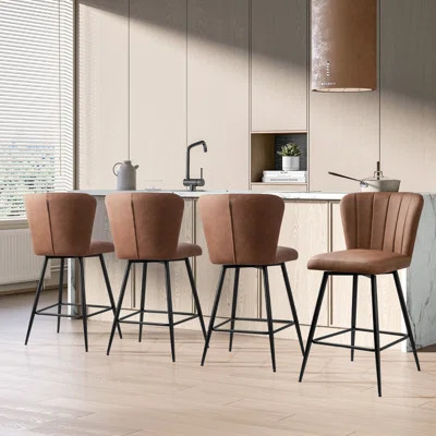 24.8" Leather Bar Stool | Wayfair North America