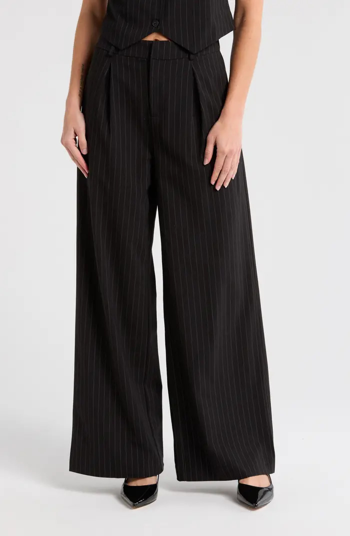 High Waist Wide Leg Pinstripe Trousers | Nordstrom Rack