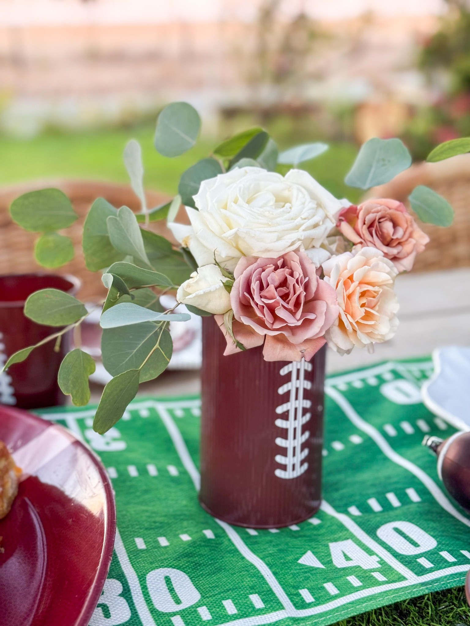 Super Bowl finds! Super Bowl party decor. Super Bowl party Tablescape. Super Bowl centerpiece. Football vases filled with flowers. 🏈🏟️

#LTKHome #LTKSeasonal #LTKParties
