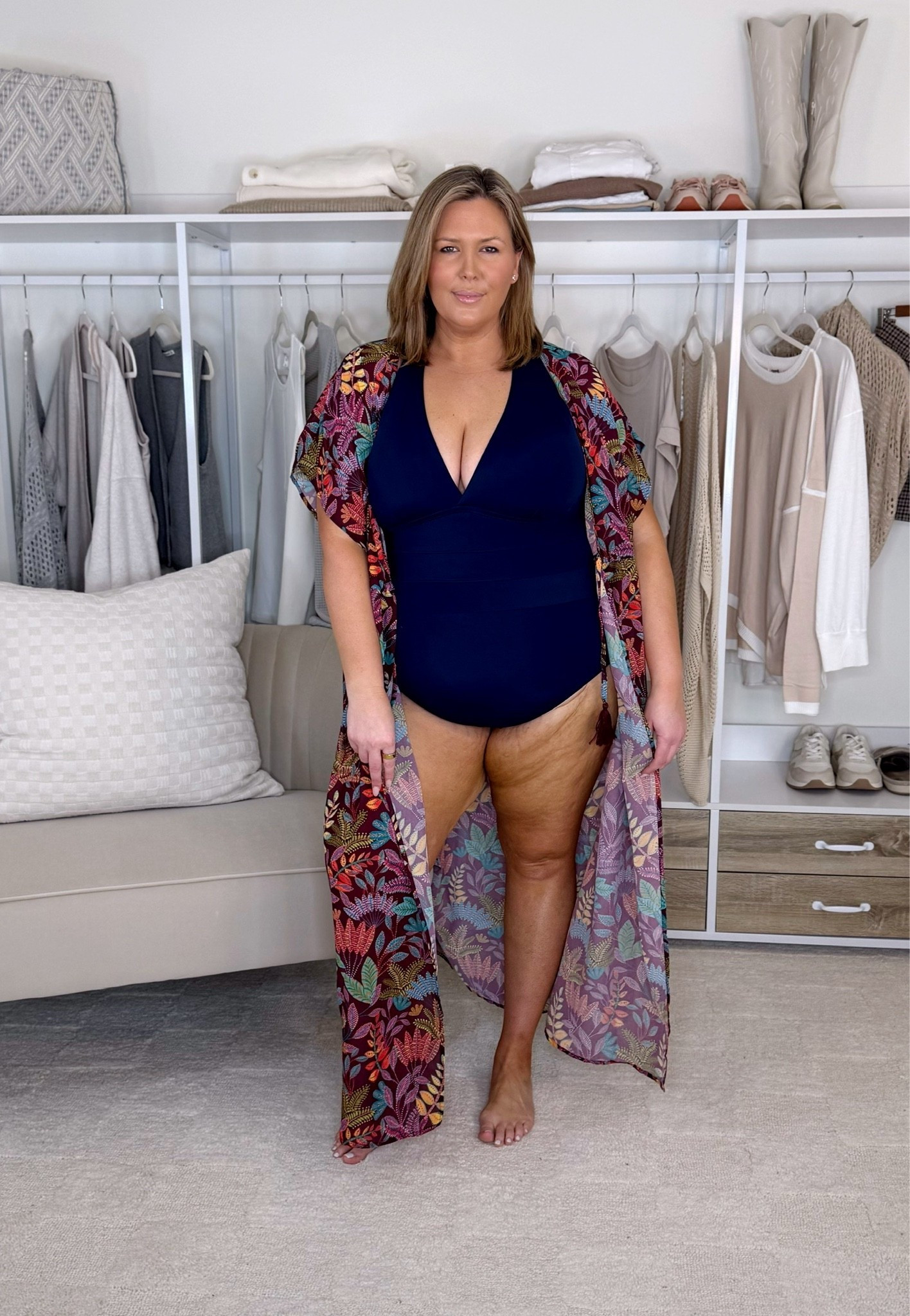 . Wearing a 20 in the navy one pieces, runs true! Love the fit of this one. The coverup is a 18/20, runs true! Plus size fashion, swim haul, plus size swimsuits, mom style, resort wear, beach vacation outfit ideas, swimwear

#LTKSeasonal #LTKMidsize #LTKPlusSize