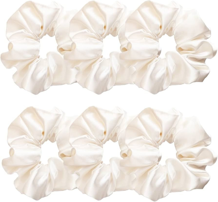 6 Pcs Satin Silk Hair Scrunchies Soft Hair Ties Fashion Hair Bands Hair Bow Ropes Hair Elastic Br... | Amazon (US)