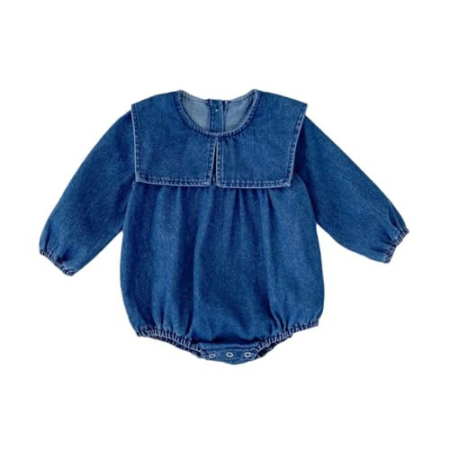 HOOLCHEAN Baby Infant Girls Spring Fall Denim Romper with Cute Big Collar | Amazon (US)