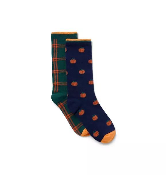 Pumpkin And Plaid Sock 2-Pack | Janie and Jack