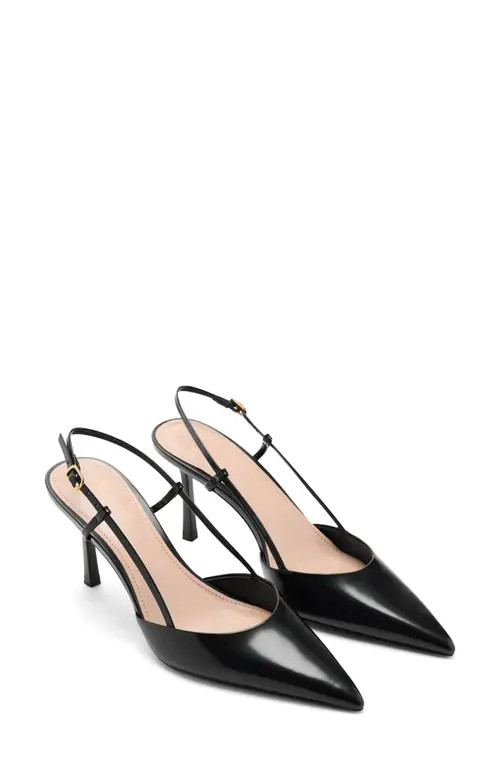 MANGO Pointed Toe Slingback Pump in Black at Nordstrom, Size 6.5Us | Nordstrom
