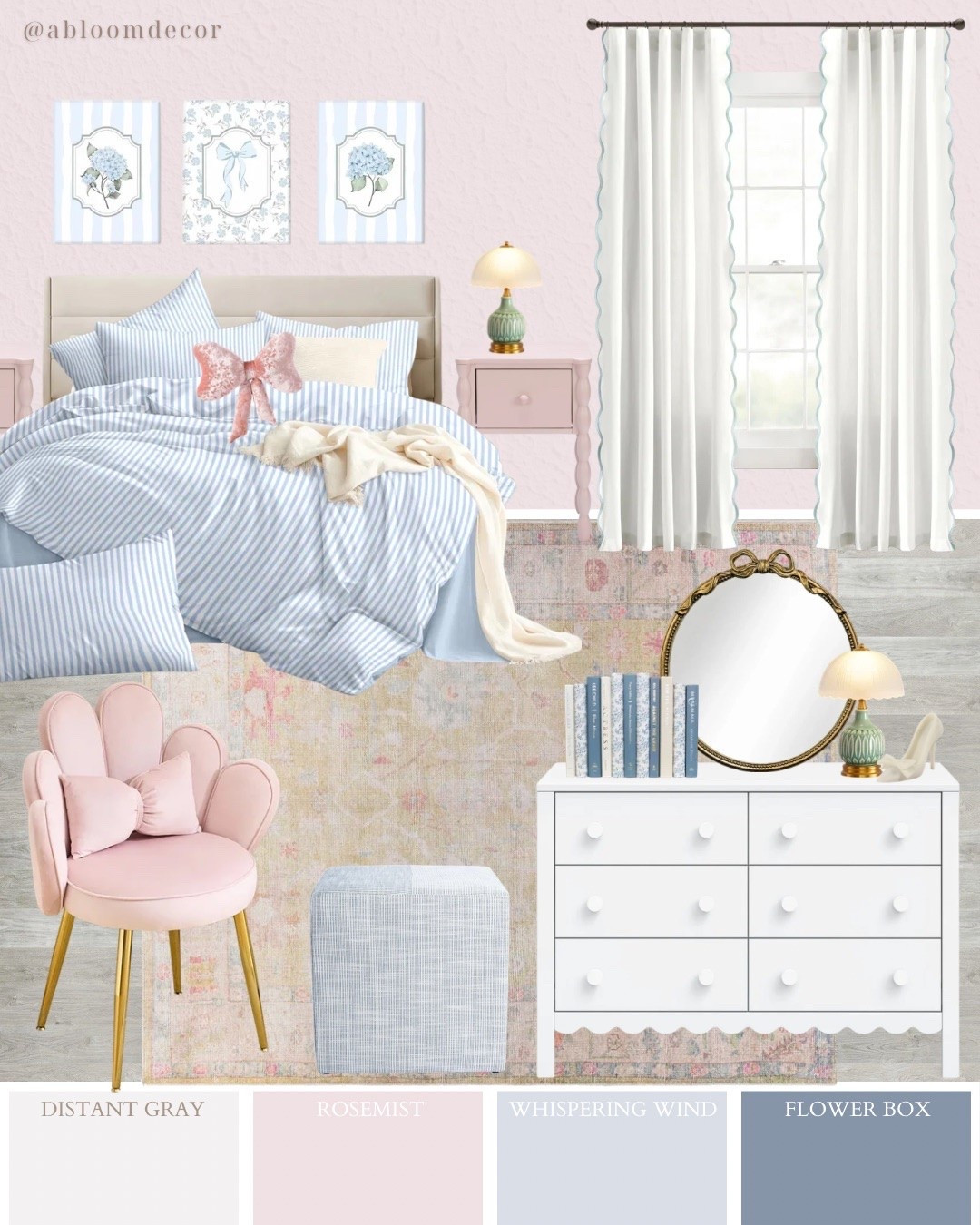 Preppy Pink and Blue Girl Bedroom Collage

#LTKHome