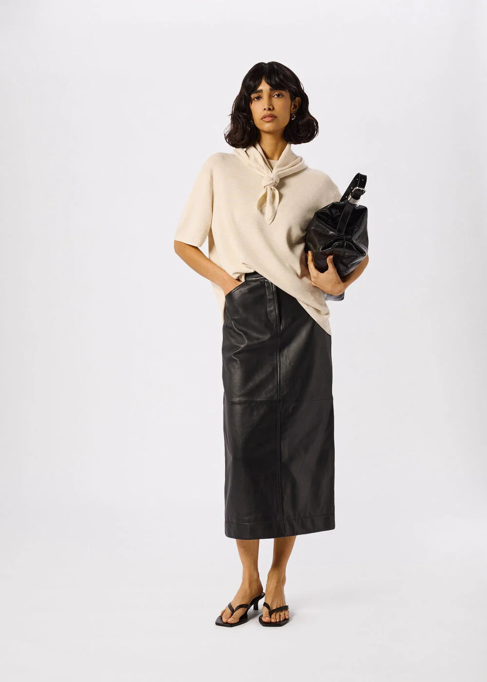 Black Leather Midi Skirt | Whistles UK | Whistles UK | | Whistles