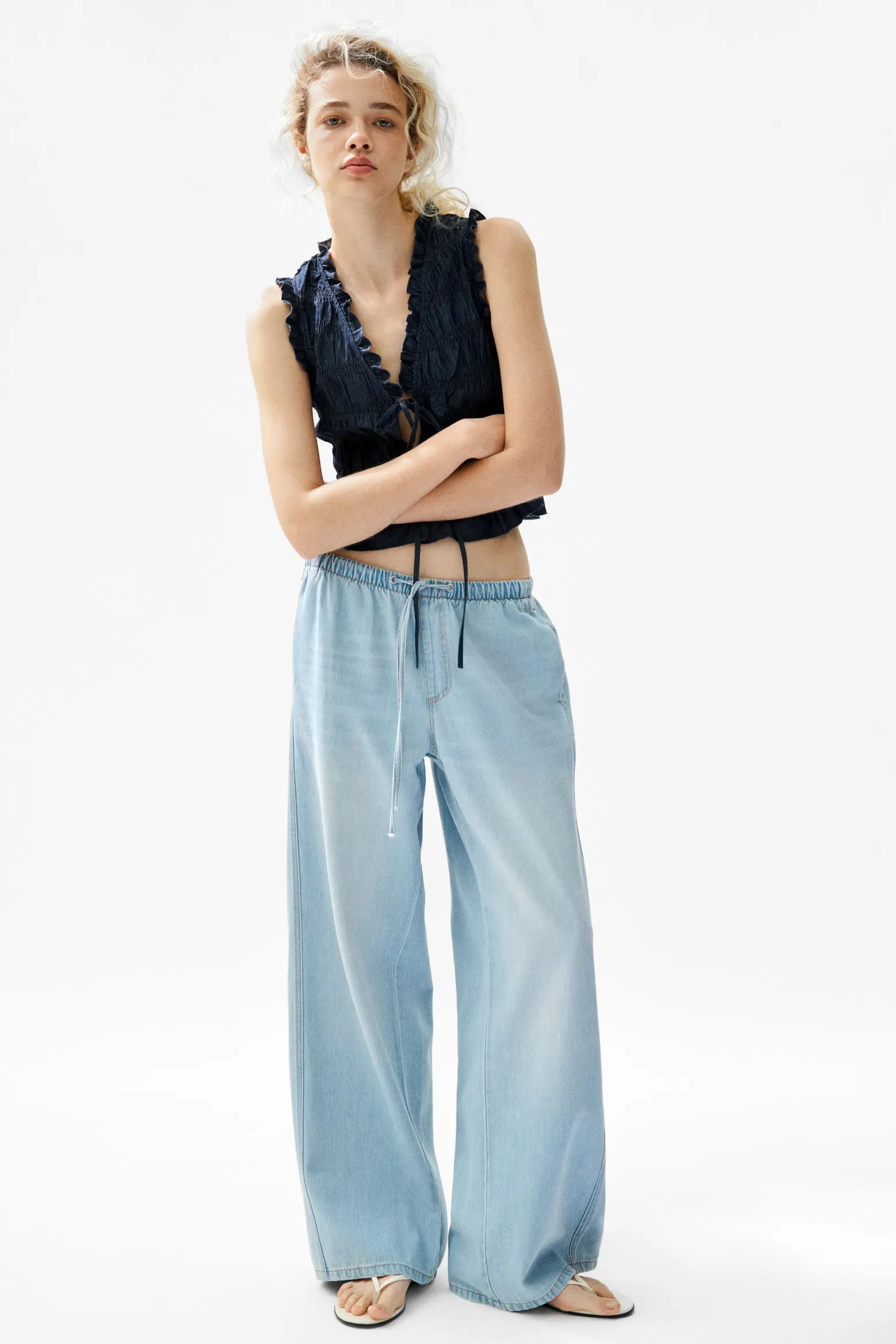H&M Denim Drawstring Pants (Women) | Nordstrom | Nordstrom