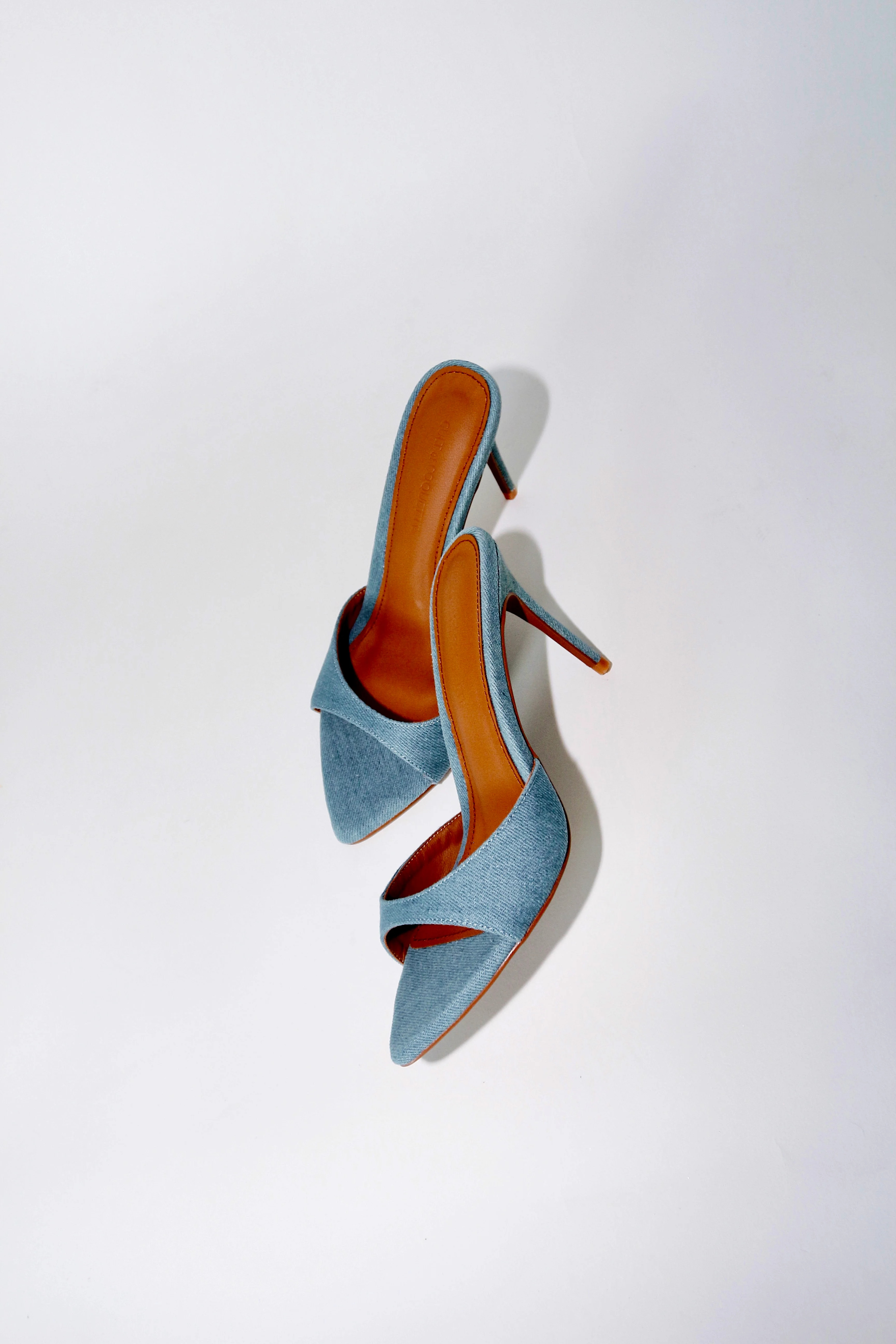 Gia Denim Vegan Mules 80 mm | CULT OF COQUETTE