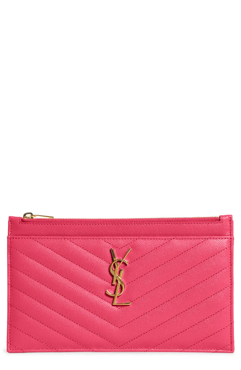 Saint Laurent Monogramme Quilted Leather Zip Pouch | Nordstrom | Nordstrom