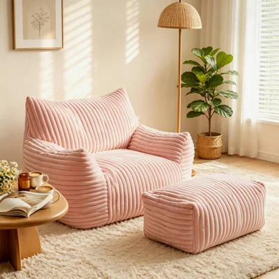 Boneless Memory Foam Choudhury With Backrest & Footstool — Filled With Fine Microfiber, This Bean Bag-style Sofa Features A Spacious Design, Perfect F | Wayfair North America