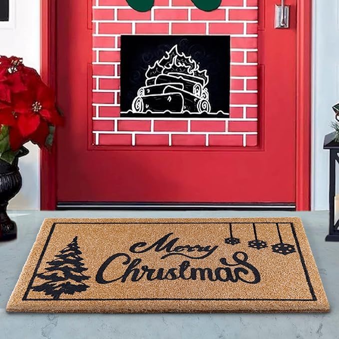 AerWo Merry Christmas Door Mat Outdoor Welcome Mats for Front Door, Christmas Doormat with Thicke... | Amazon (US)