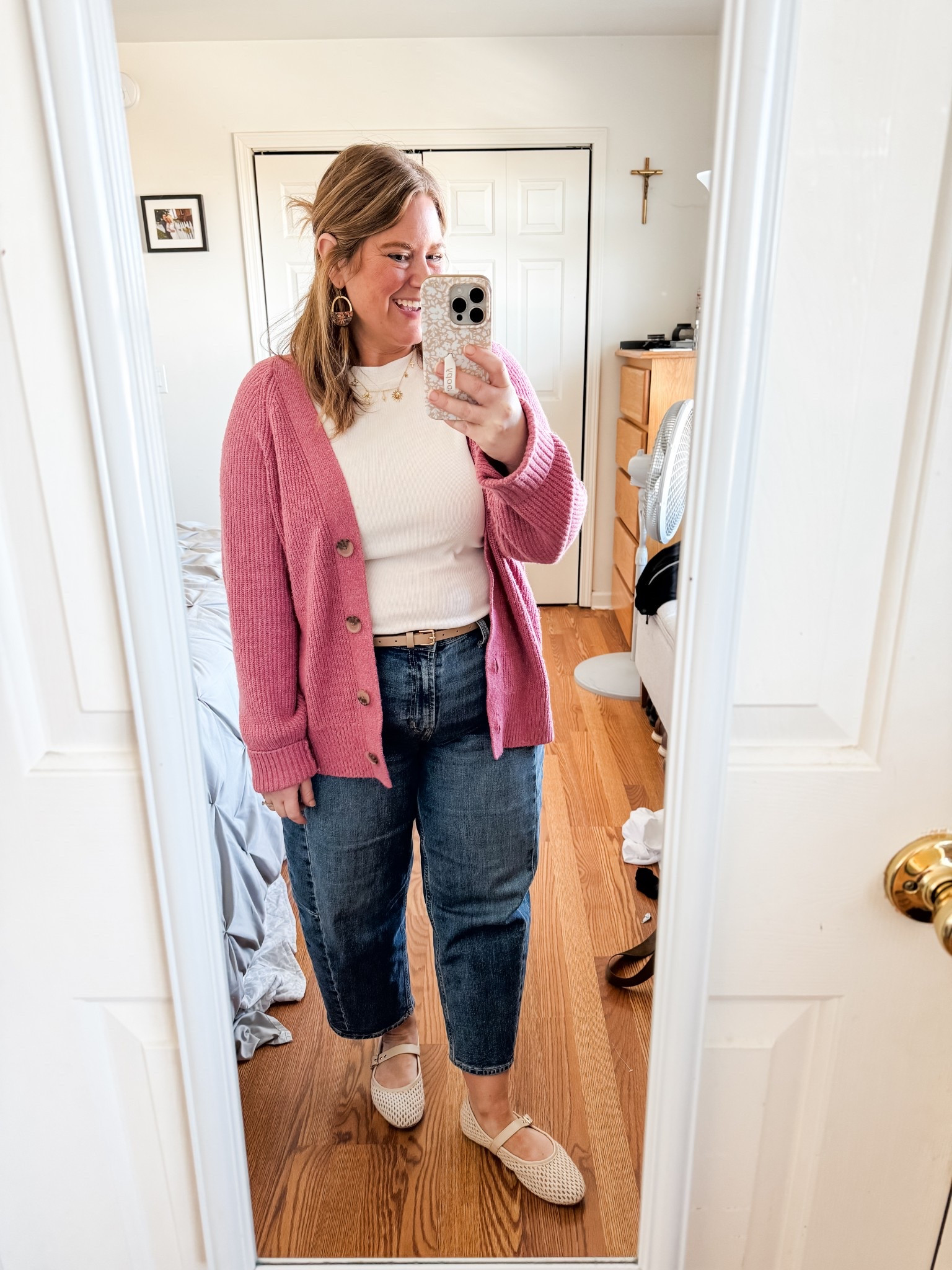 Church outfit from this morning 
Barrel jeans (14 petite)
White tee (xl)
Sweater is old - linking what I could find that’s similar 

#LTKFindsUnder50 #LTKMidsize #LTKPetite