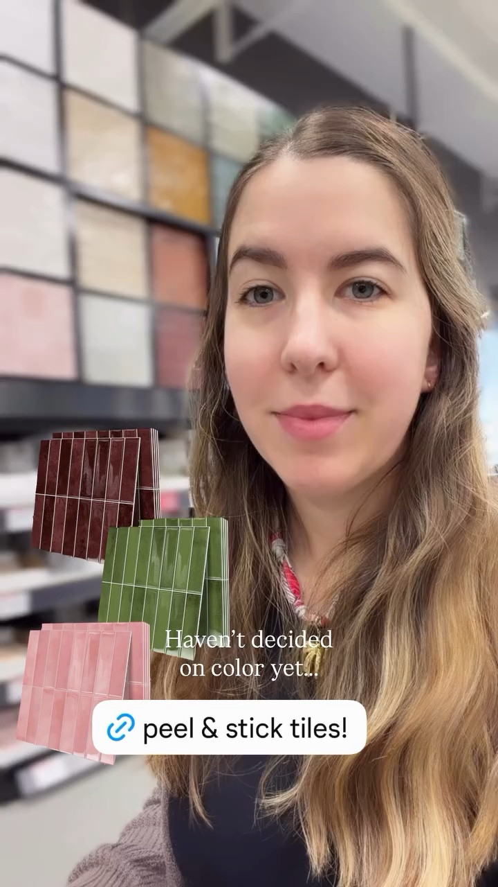 Haven’t decided on the color yet but here’s peel and stick tile options I’m considering for the airstream kitchen!