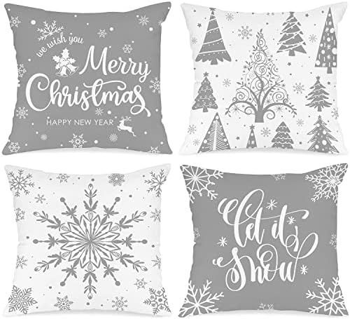 Ywlake Christmas Throw Pillow Covers 18x18 Set of 4, Merry Christmas Winter Xmas Snowflake Decora... | Amazon (CA)