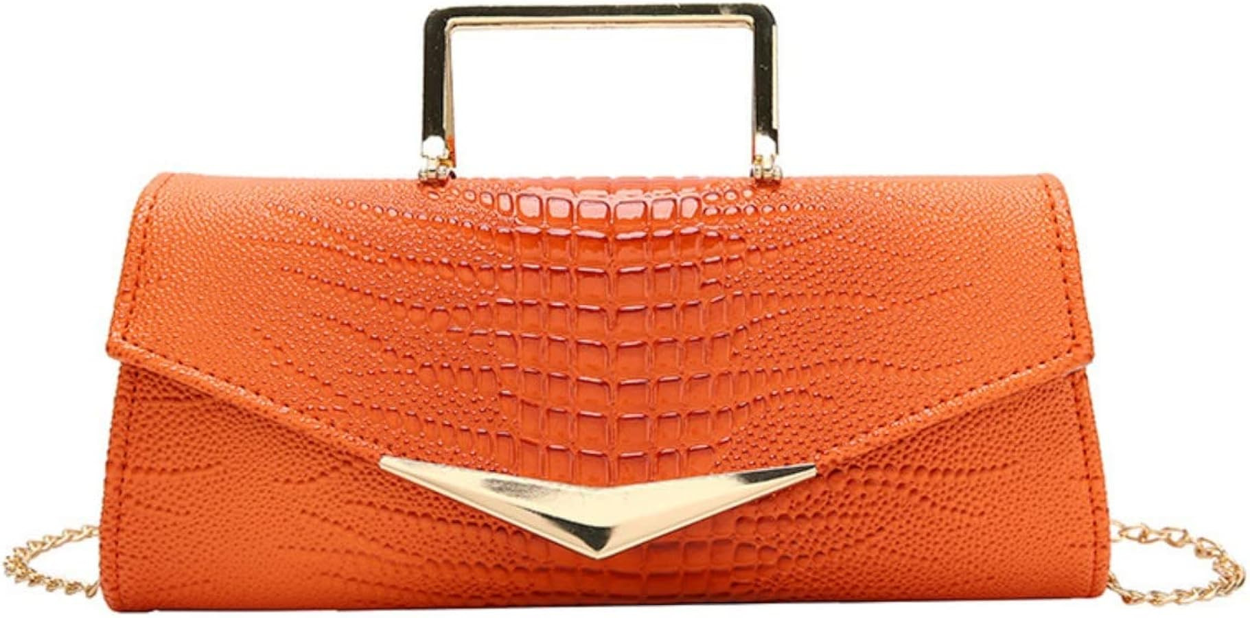 Women Vegan Leather Evening Handbag Crocodile Pattern Handle Clutch Purse Cross Body Envelope Bag | Amazon (US)