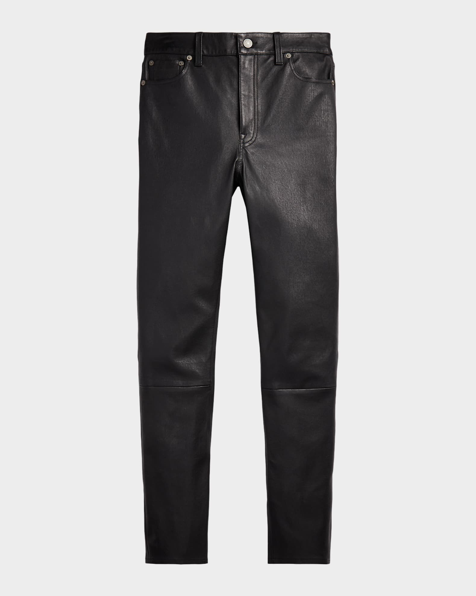 Lambskin Leather Five-Pocket Slim Pants | Neiman Marcus