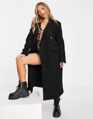 4th & Reckless double breasted coat in black | ASOS (Global)